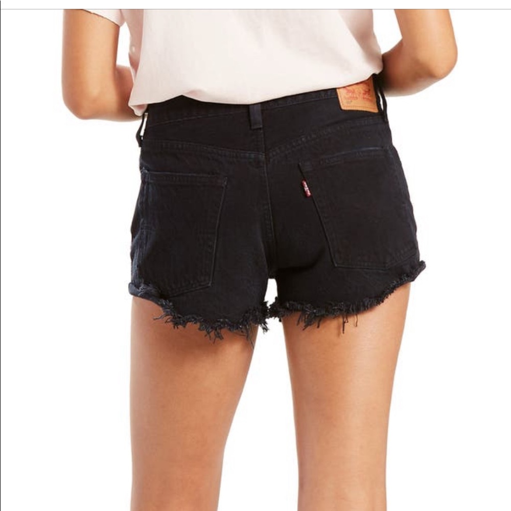 Levi's Black Distressed Jean Shorts - Picture 6 of 7